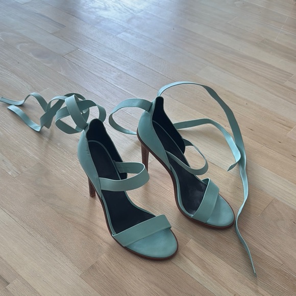 Tibi Robin’s Egg Blue/Green Lace Up Heels - Picture 1 of 5